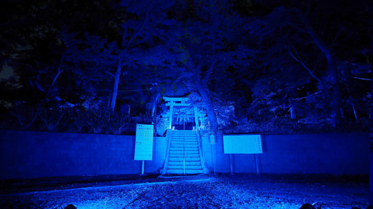 武野神社でライトアップ演出。ムービングライトを使用したエフェクト照明テストをしてきました。